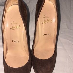 Christian Louboutin Dark Brown Suede Heels